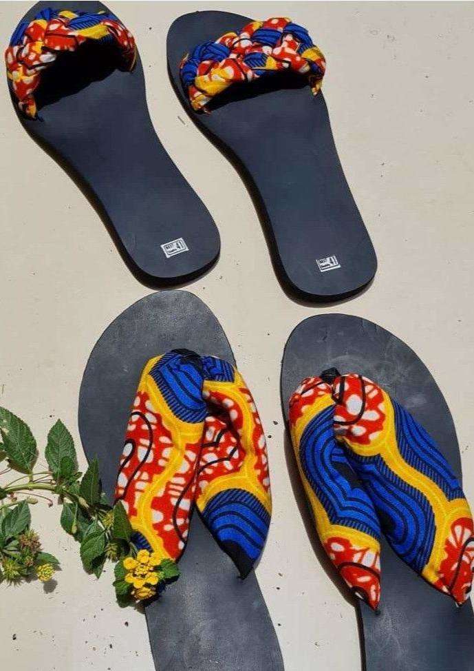 African print slippers Authentic hand made modern african fashion