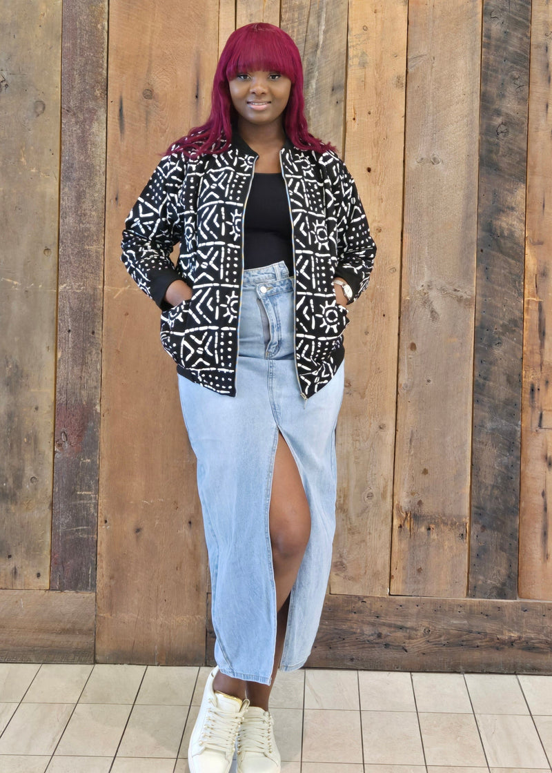 African print bomber jacket