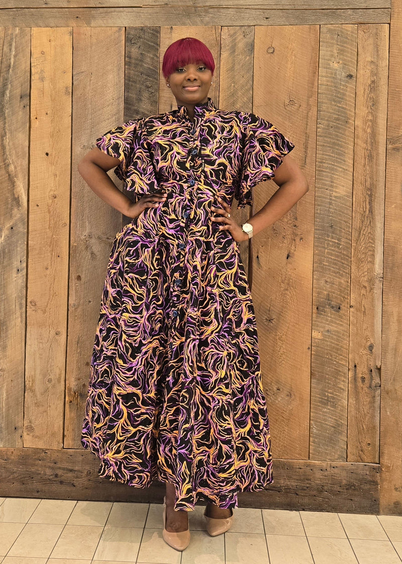 Tabia maxi African print dress