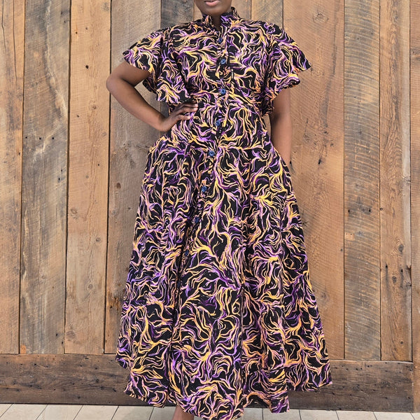 slim fit dress slacks Keke African Print Wrap Midi Dress main image 0