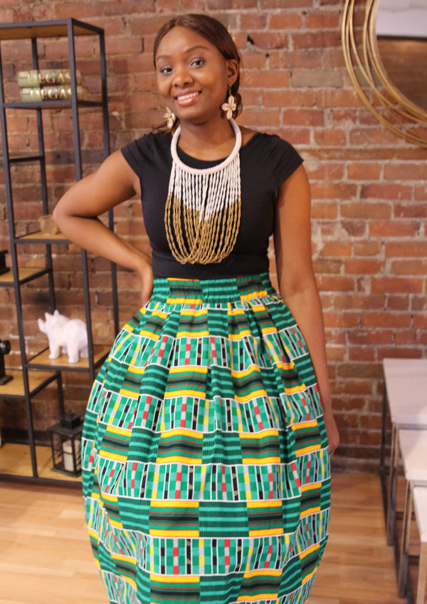 african print maxi skirt