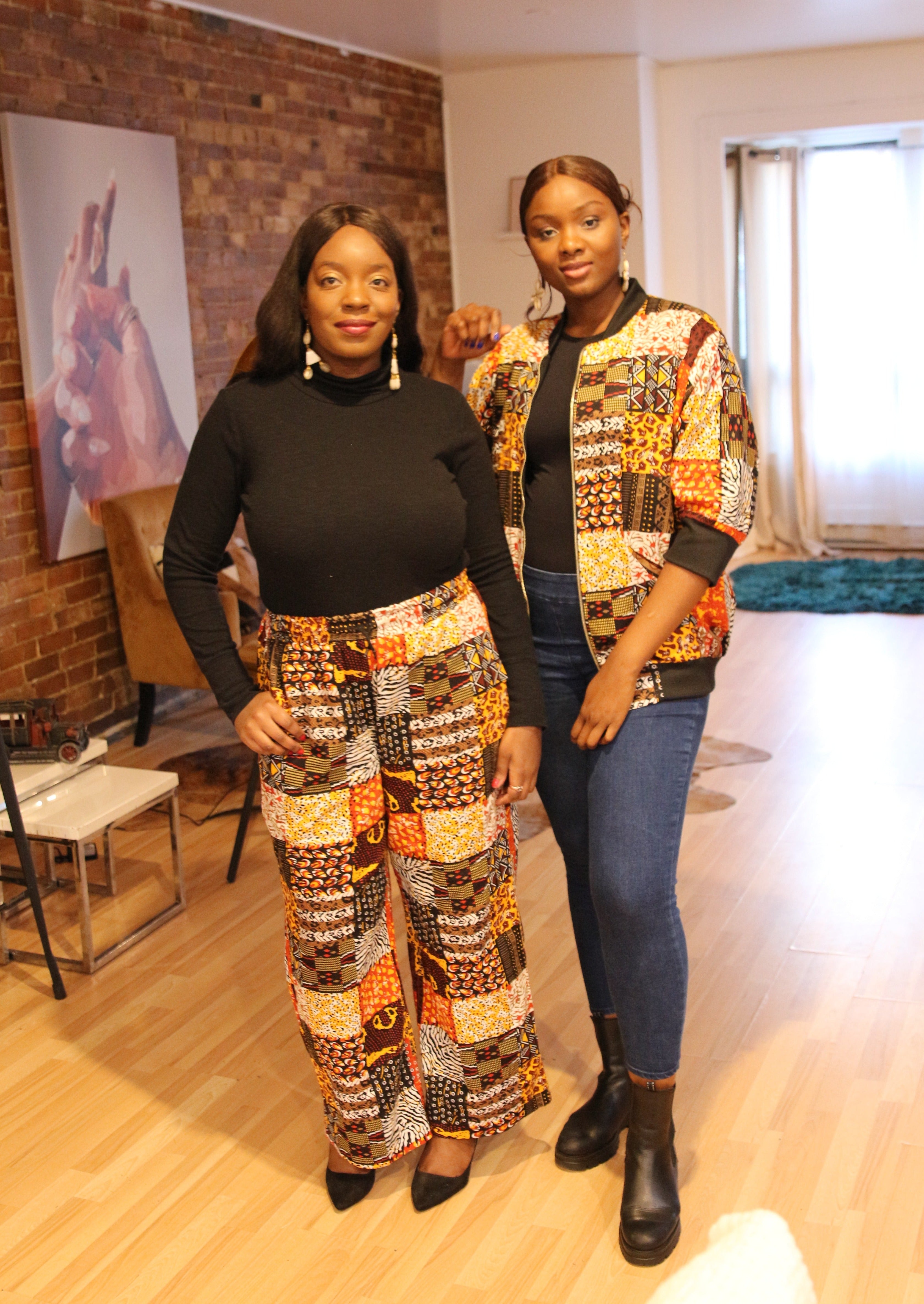Ensemble blouson aviateur imprimé africain Amalah et pantalon palazzo ...