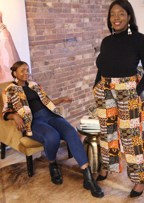 Amalah african print bomber jacket and palazzo pants set
