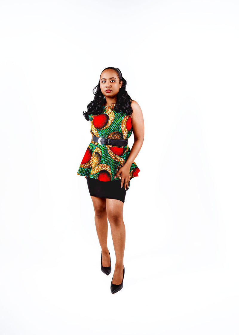 Lika - African assymetric peplum top