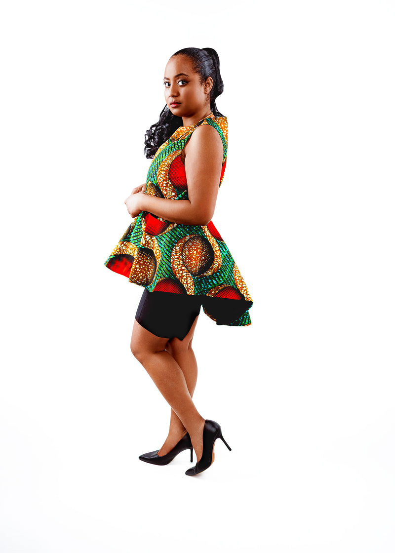 Lika - African assymetric peplum top