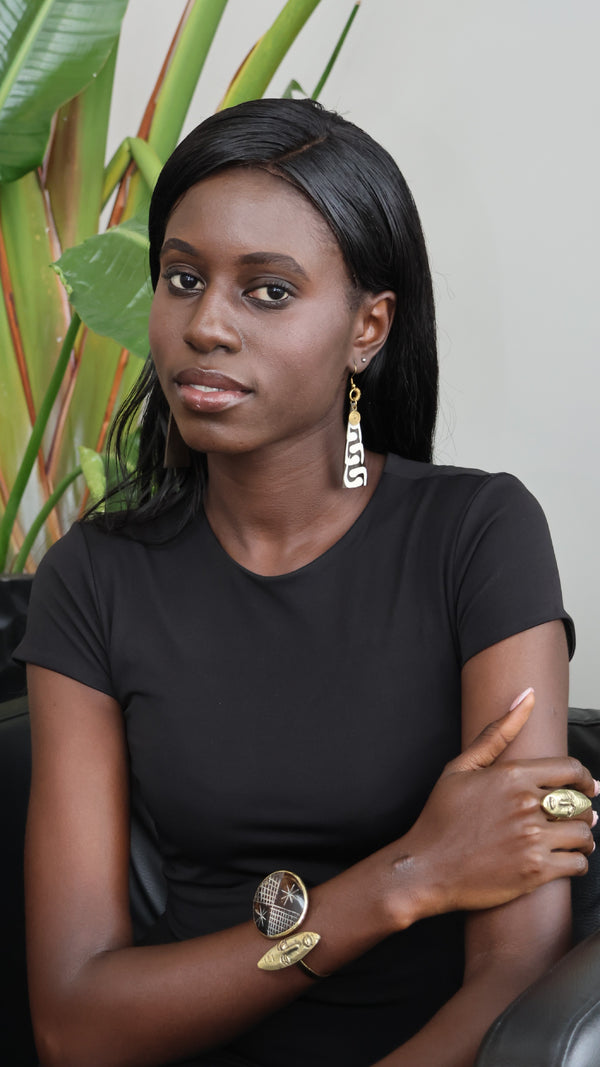 Netan african brass and vegetal ivory jewelry set