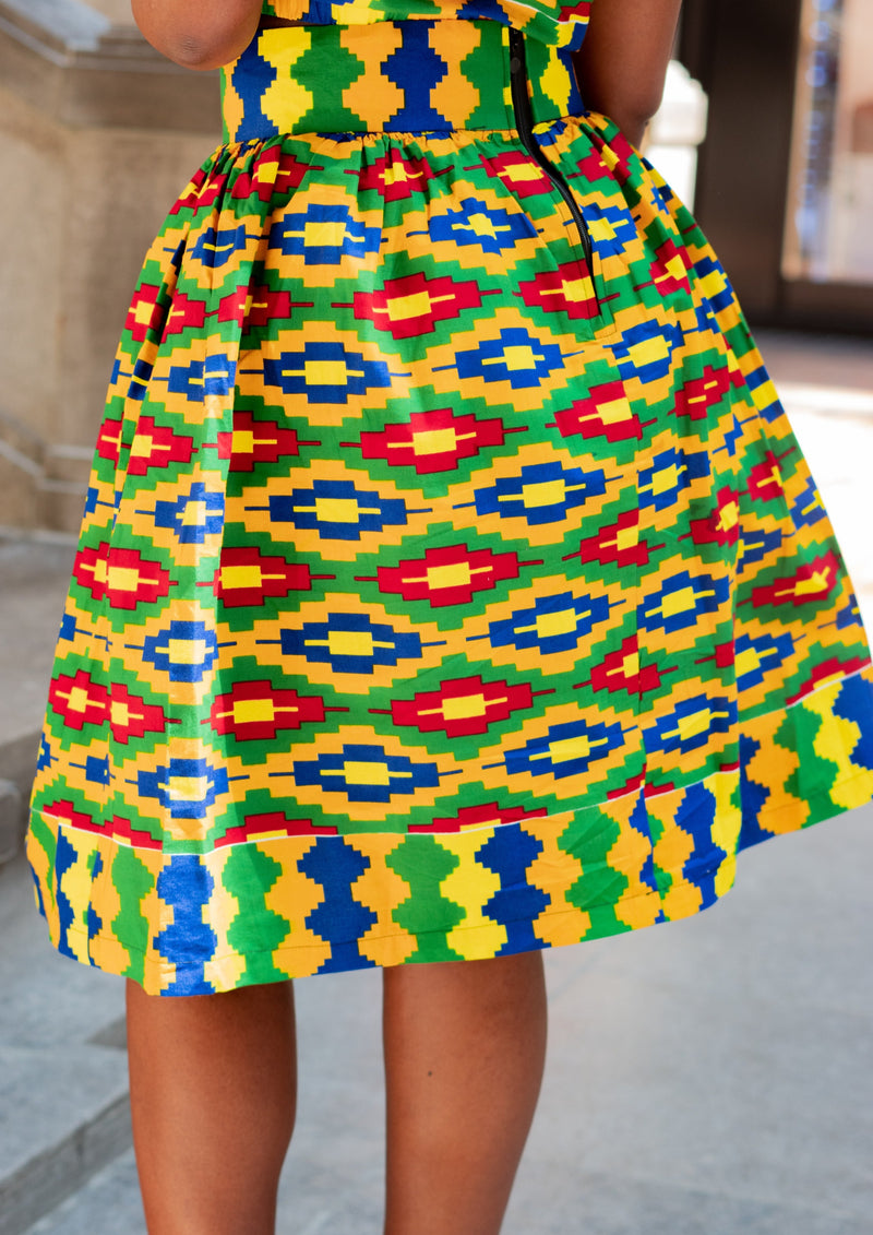 Nadia african print midi skirt