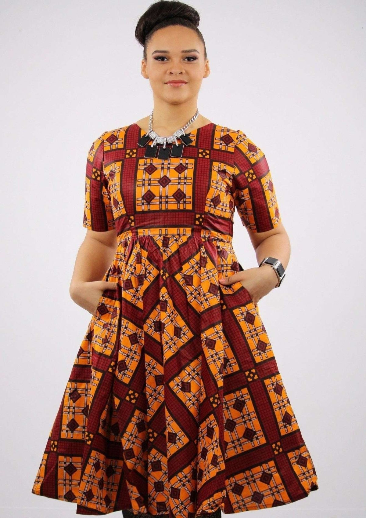 African printed midi dress - robe africaine - ankara dress XL / Motif 2 African printed midi dress - robe africaine - ankara dress XL / Motif 2
