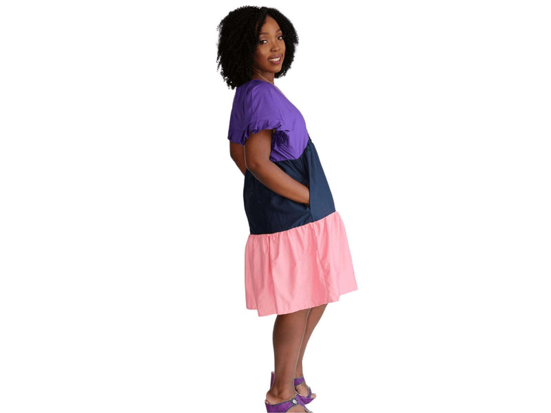 Joy Color Block Ruffle Strap Dress