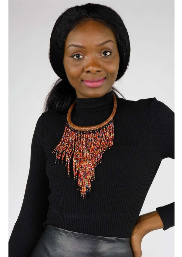 Dike african beaded waterfall necklace