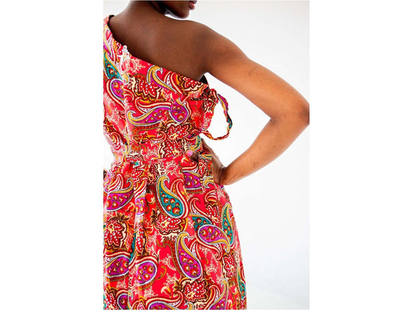 June one shoulder maxi printed dress